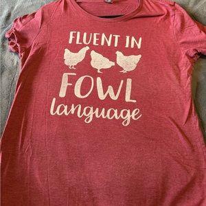 Wine colored fowl shirt
